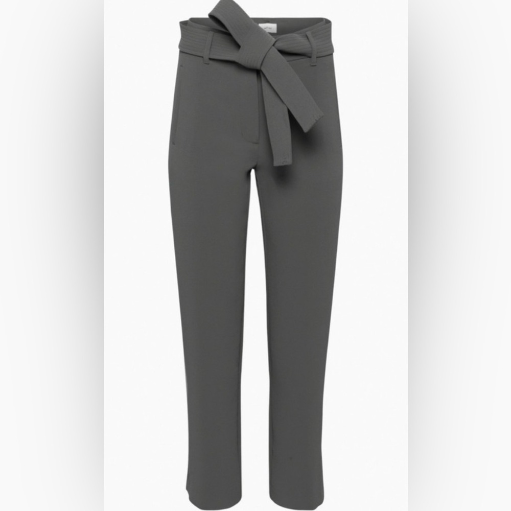 Wilfred (Aritzia) $148 Tie-Front Ankle Pant in Comet Grey Size 6 w/ belt EUC